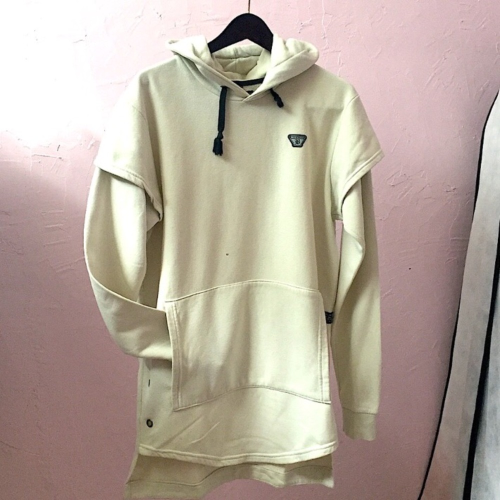 Bross & Jeans Oversized Cream Hoodie Argentina Import Item Front Pouch Hood